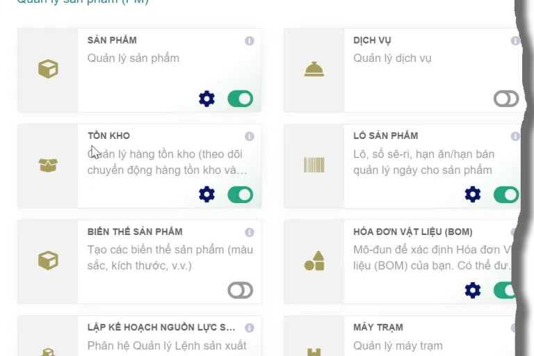 Module quản lý sản phẩm